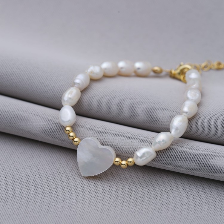 Bransoletka Pearl Heart Serce Senka Srebro