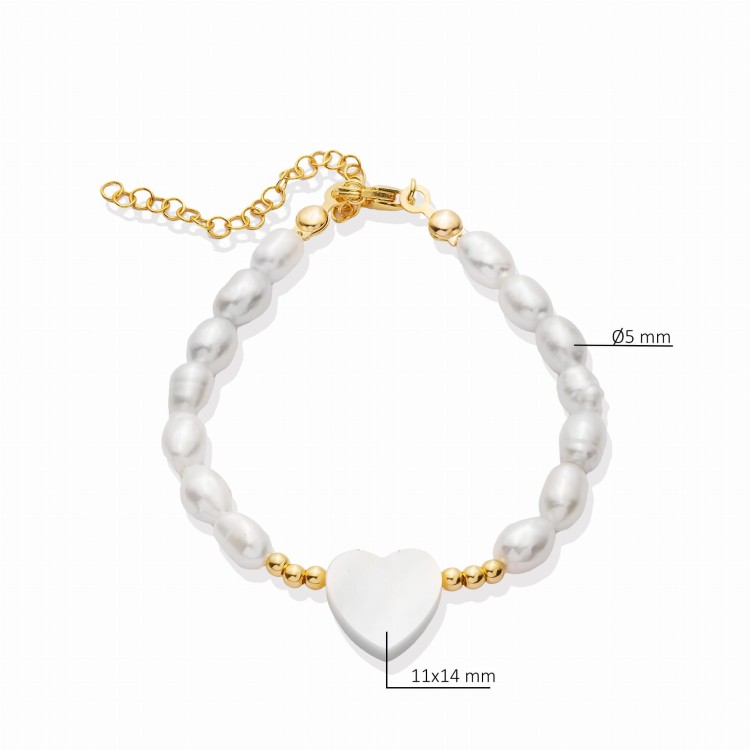Bransoletka Pearl Heart Serce Senka Srebro