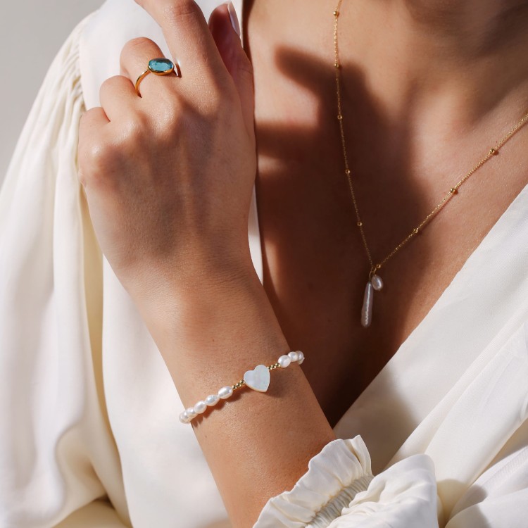 Bransoletka Pearl Heart Serce Senka Srebro
